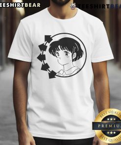 Alt Text: Cute Blink-182 Akane Tendo anime girl t-shirt featuring a vibrant smiley design for fans of music and anime.