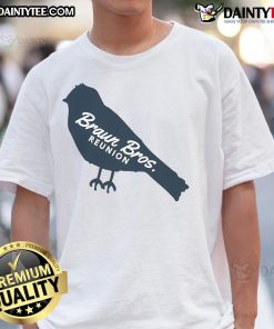 Alt Text: Cute Braun Brothers Reunion Bird T-Shirt featuring colorful bird graphics, perfect for family gatherings and casual wear.
