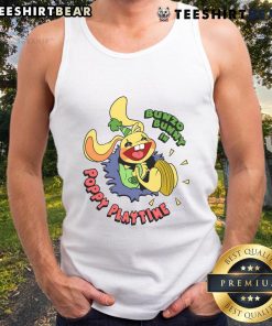 Alt Text: Cute Bunzo Bunny in a colorful Poppy Playtime tank top, perfect for playful summer outfits and children's fashion.
