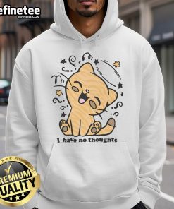 Adorable cat wearing 'I Have No Thoughts' hoodie, perfect for pet lovers seeking cute cat apparel.