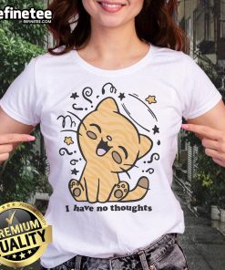 Cute cat graphic on a 'I Have No Thoughts' ladies tee, perfect for casual wear and cat lovers.