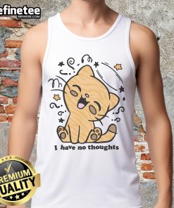 Cute cat graphic on a I Have No Thoughts tank top, perfect for cat lovers and casual wear.