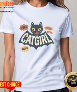 Cute Catgirl Bat Girl Ladies Tee featuring a playful design of a catgirl in bat wings, perfect for casual wear.