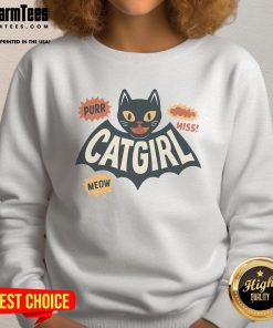 Adorable catgirl bat girl sweatshirt featuring playful design and vibrant colors, perfect for cozy casual wear.
