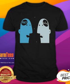 Alt Text: Cute Cognitive Dissonance Fact Vs Belief T-Shirt featuring a playful design for psychology enthusiasts.