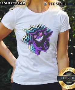 Alt Text: Cute cyberpunk Gengar Pokemon ladies tee featuring vibrant colors and a stylish design perfect for fans.