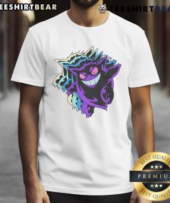 Alt Text: Cute Cyberpunk Gengar Pokemon T-Shirt featuring vibrant colors and a stylish design perfect for fans of Pokemon.