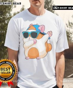 Alt Text: Cute dabbing hamster in a funny pose on a pet t-shirt, showcasing the famous dab dance move for animal lovers.