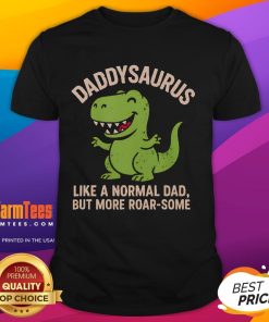 Funny Cute Daddysaurus T-Shirt design featuring a playful dinosaur, perfect for dads who love unique, roar-some apparel.