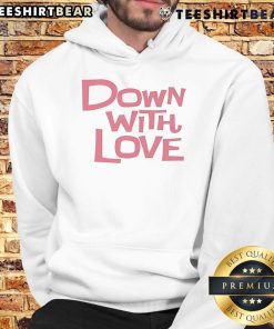 Alt Text: Cute Down With Love Logo Hoodie featuring vibrant graphics and a cozy design, perfect for casual wear.