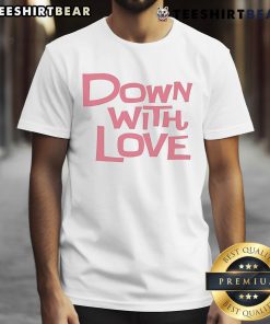 Adorable Cute Down With Love logo T-shirt featuring a vibrant design, perfect for casual wear and expressing love.