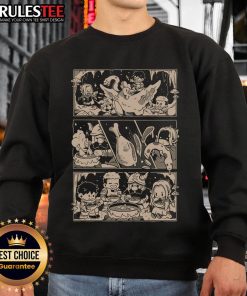 Cozy Cute Dungeon Feast Anime Sweatshirt featuring vibrant graphics and a relaxed fit, perfect for anime fans.