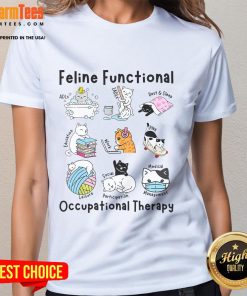 Adorable feline graphic on a tee for occupational therapy, perfect for OT therapists who love cats.
