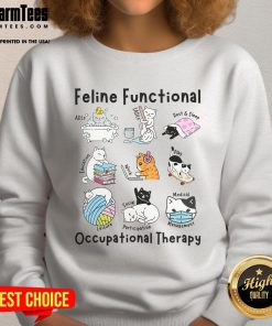 Cozy sweatshirt featuring a cute feline design, perfect for OT therapists who love cats and functional occupational therapy.