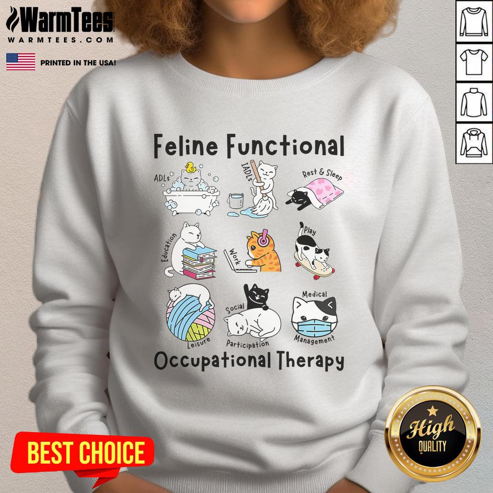 Cute Feline Fun Cat Functional Occupational Therapy Ot Therapist Sweatshirt Cozy sweatshirt featuring a cute feline design, perfect for OT therapists who love cats and functional occupational therapy.