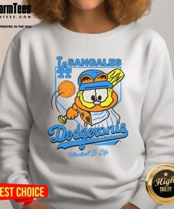 Adorable Cute Garfield Sangales Dodgeronis Meatball Is Life sweatshirt design featuring vibrant colors and fun graphics.