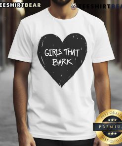 Adorable girls wearing 'Cute Girls That Bark' heart t-shirt, showcasing a fun and trendy pet-themed design.