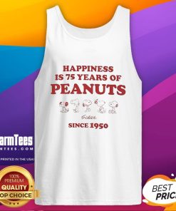 Cute tank top celebrating 75 years of Peanuts since 1950, featuring cheerful designs and vibrant colors.