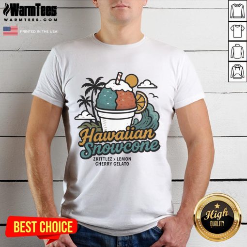 Colorful Cute Hawaiian Snowcone Zkittlez X Lemon Cherry Gelato Vintage T-Shirt design featuring vibrant graphics.