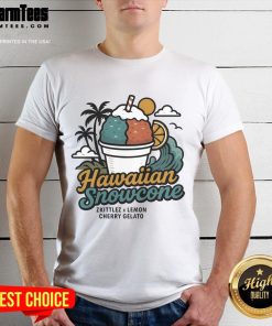 Colorful Cute Hawaiian Snowcone Zkittlez X Lemon Cherry Gelato Vintage T-Shirt design featuring vibrant graphics.