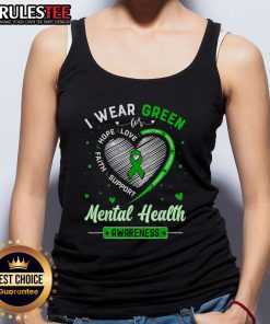 Cute heart tank top in green for Mental Health Awareness Month, promoting awareness and support for mental health.