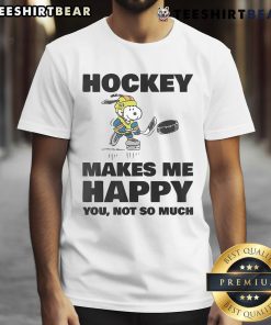 Cute Hockey Makes Me Happy T-Shirt featuring a playful hockey graphic, perfect for hockey lovers and fans.