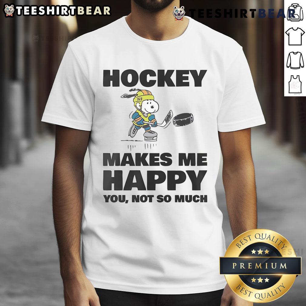 Cute Hockey Makes Me Happy T Shirt Cute Hockey Makes Me Happy T-Shirt featuring a playful hockey graphic, perfect for hockey lovers and fans.