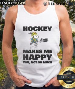 Adorable tank top with 'Cute Hockey Makes Me Happy' slogan, perfect for hockey fans and casual wear enthusiasts.