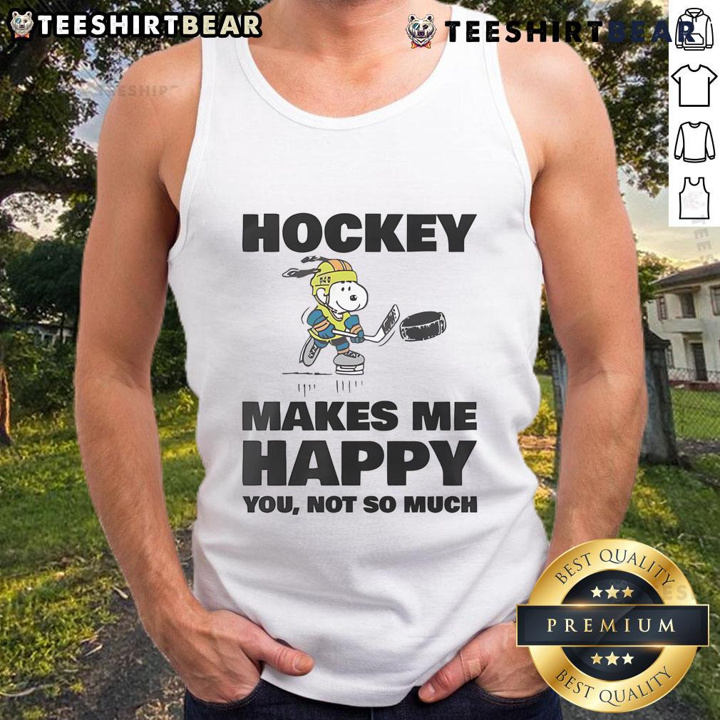 Cute Hockey Makes Me Happy Tank Top Adorable tank top with 'Cute Hockey Makes Me Happy' slogan, perfect for hockey fans and casual wear enthusiasts.