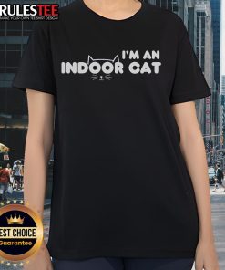 Cute 'I'm an Indoor Cat' ladies tee featuring a playful cat design, perfect for cat lovers and casual wear.