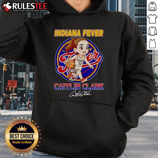 Alt Text: Cute Indiana Fever Caitlin Clark chibi hoodie design featuring vibrant colors and playful graphics.