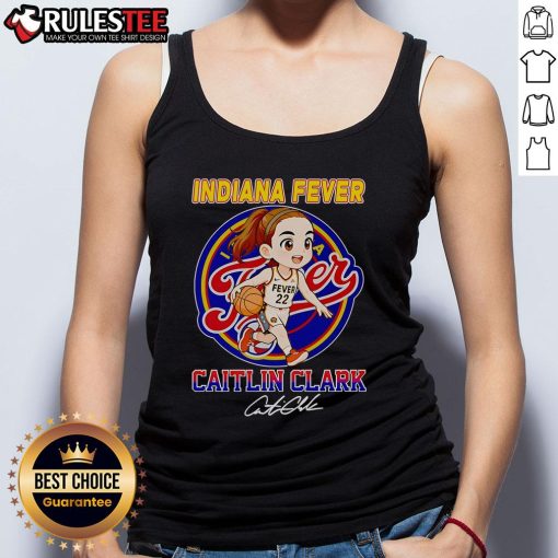 Alt Text: Cute Indiana Fever Caitlin Clark chibi tank top featuring vibrant graphics and a playful design for fans.