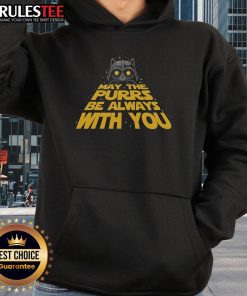 Alt Text: Cute May The Purrs Be Always With You Darth Vader Cat Hoodie featuring a playful cat in a Star Wars theme.