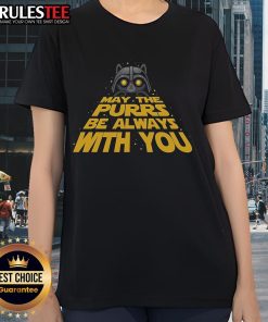 Alt Text: Cute May The Purrs Be Always With You Darth Vader Cat Ladies Tee featuring a playful cat in a Star Wars theme.