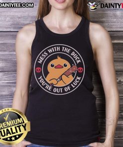 Cute mess with the Duck You're Out of Luck tank top featuring a playful design and vibrant colors, perfect for casual wear.