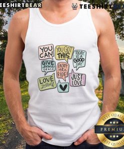 Cute motivational speech bubbles tank top featuring colorful designs and inspiring quotes for a positive vibe.