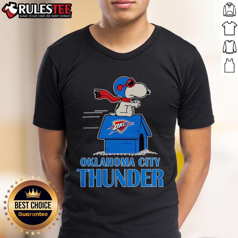 Cute Oklahoma City Thunder Nba Basketball Snoopy House 2025 T Shirt Alt Text: Cute Oklahoma City Thunder NBA Basketball Snoopy House 2025 T-Shirt featuring a fun design for fans.