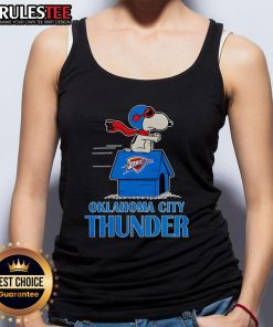 Alt Text: Cute Oklahoma City Thunder NBA basketball Snoopy house tank top for 2025, perfect for fans and summer wear.