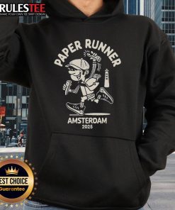 Cute Paper Runner Amsterdam 2025 hoodie featuring vibrant design and cozy fit, perfect for stylish casual wear.