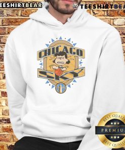 Cute Peanuts Lucy x Chicago Sky hoodie featuring vibrant colors and playful design, perfect for fans and cozy wear.