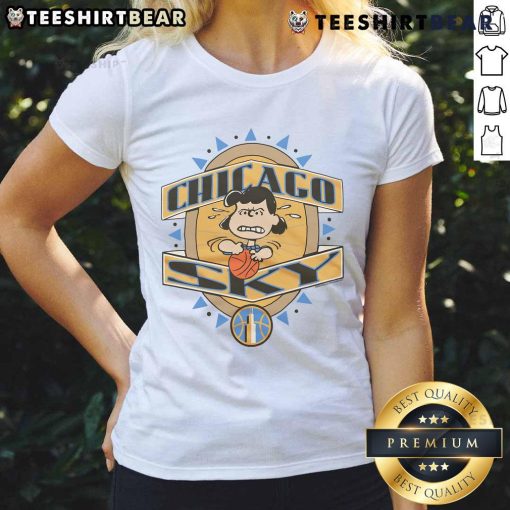 Cute Peanuts Lucy x Chicago Sky ladies tee featuring colorful graphics and a comfortable fit for fans.