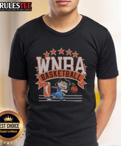 Alt Text: Cute Peanuts Lucy X WNBA T-shirt featuring vibrant graphics of Lucy from Peanuts in a basketball-themed design.