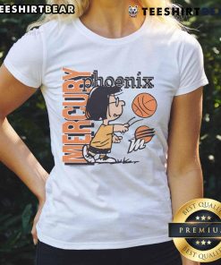 Alt Text: Cute Peanuts Marcie x Phoenix Mercury ladies tee featuring vibrant graphics and a stylish fit for fans.