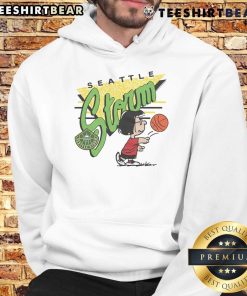 Alt Text: Cute Peanuts Marcie x Seattle Storm hoodie featuring vibrant graphics and cozy design for fans and fashion lovers.