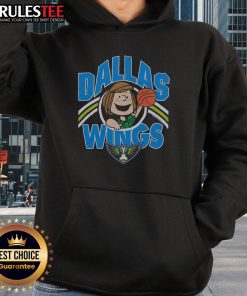Alt Text: Cute Peanuts Peppermint Patty x Dallas Wings hoodie featuring vibrant graphics and cozy design for fans.