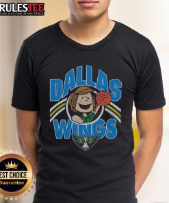 Cute Peanuts Peppermint Patty X Dallas Wings T-shirt featuring vibrant graphics and playful design for fans.