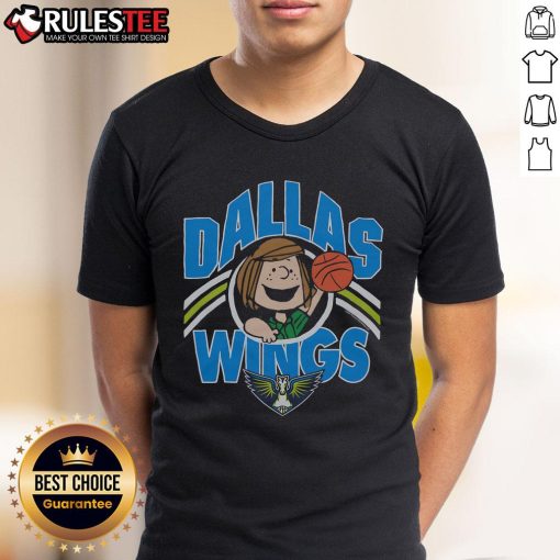 Cute Peanuts Peppermint Patty X Dallas Wings T-shirt featuring vibrant graphics and playful design for fans.
