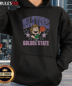 Alt Text: Cute Peanuts Peppermint Patty X Golden State Valkyries hoodie featuring vibrant colors and playful design.