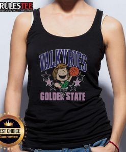 Cute Peanuts Peppermint Patty X Golden State Valkyries tank top featuring vibrant designs and playful graphics.