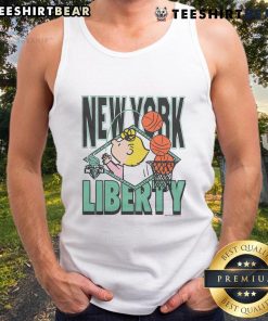 Cute Peanuts Sally x New York Liberty tank top featuring vibrant graphics and a stylish design perfect for fans.